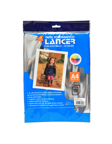 PAPEL FOTOGRAFICO LANCER A4 X 10