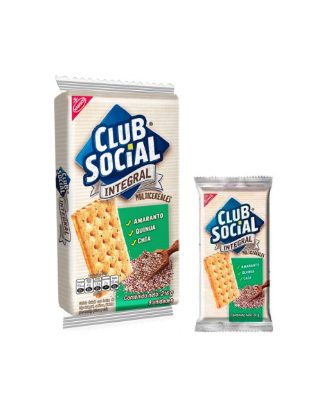 Pack 9 Uds Galletas Integral Club Social Multicereal 216 g